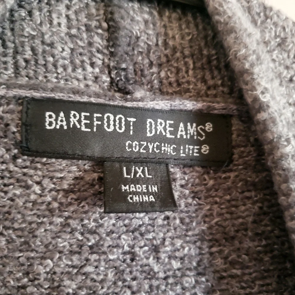 Barefoot Dreams Cardigan Womens L/XL Gray Draped COZYCHIC Lite Warm Sweater